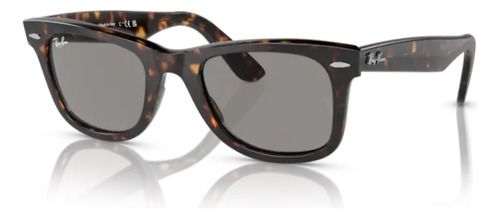 Óculos De Sol - Ray-ban - Wayfarer - Rb2140 1382r5 50 Armação Havana Haste Havana Lente Cinza Desenho Quadrado