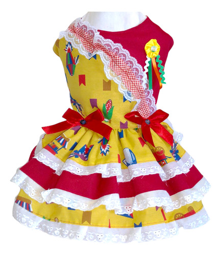 Vestido Pet Festa Junina Xxg Xadrez Porte Grande Chic Love