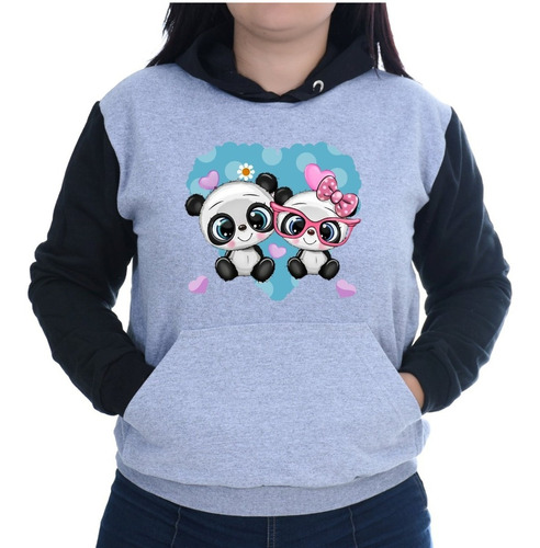 Blusa De Frio Moletom Casaco Agasalho 2 Panda Feminino Amor