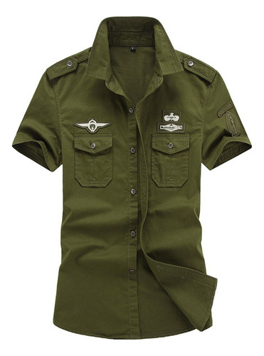 Camisa De Manga Corta, Uniforme Militar De Piloto, Insignia,