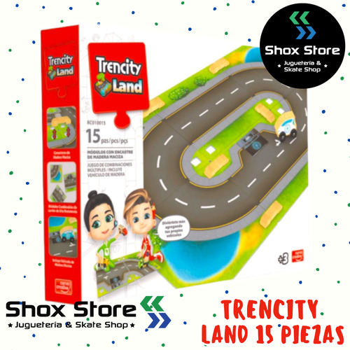 Trencity Modulo Madera Encastre Pista Vehiculo 15 Piezas