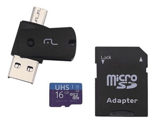 Kit 4x1 Adaptador Usb Dual Drive + Sd + Cartão Memória 16gb