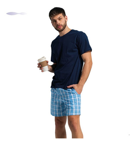 Pijama Hombre Tipico Short Manga Corta Algodón Verano 800