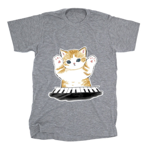 Playera Niño(a) Gatito Musical Piano Kawaii Cat