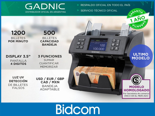 Imagen 2 de 10 de Máquina Contadora De Billetes Gadnic C/ Display Homologada