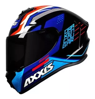 Capacete Axxis Draken Cougar Preto Azul Vermelho Tamanho do capacete 64-XXL