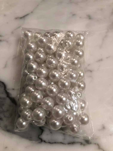 100 Perlas Blancas 10mm Para Coser Plástico. Oferta!
