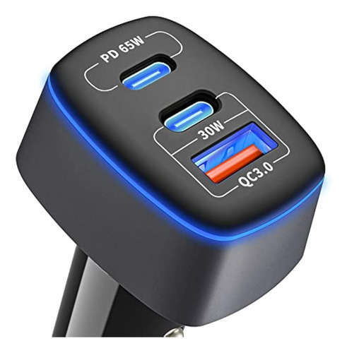 Cargador De Coche Usb C 95 W, 3 Puertos Pd 65 W Pps 55 W Qc3