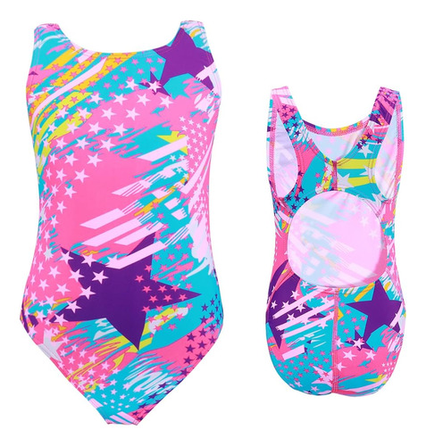 Sofeon Girls Athletic One Piece Swimsuits Kids Solid Competi