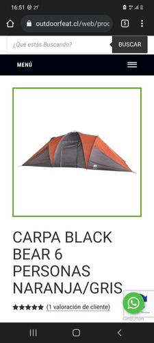 Carpa Blakc Bear 6 Personas Naranja Gris