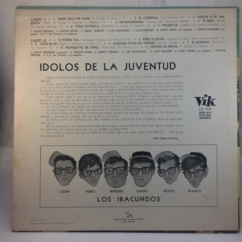 Idolos De La Juventud Palito Ortega Chico Novarro Vinilo Lp (Usado)