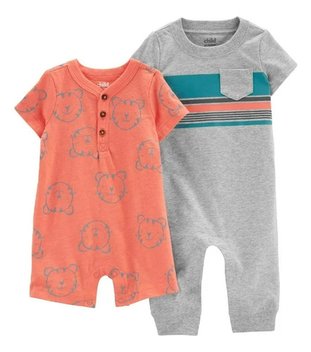 Conjunto De Romper Carter's Niños Estampado Tigres Gris Claro 24 M
