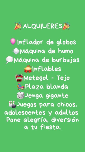 Imagen 10 de 10 de Alquiler Máquina Burbujas, Humo, Inflador De Globos Y Juegos
