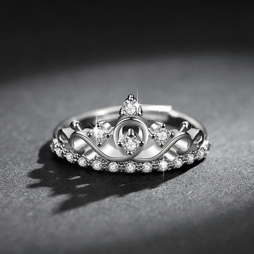 Anillo Corona Princesa Premium Anillo De Plata 925 Argollas Plateado Adulto