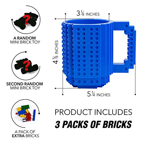 Taza Creativa Construye Ladrillo Bloques, Azul