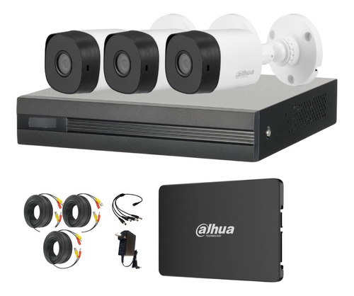 Kit Seguridad Dahua Full Hd Dvr 4ch + 3 Cámaras + Ssd 240gb