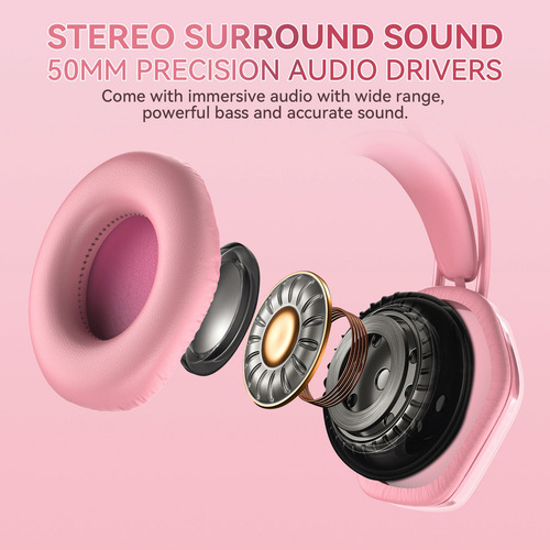 Audífonos Voistek V10 Para Juegos De 3,5 Mm Con Micrófono Color Rosa
