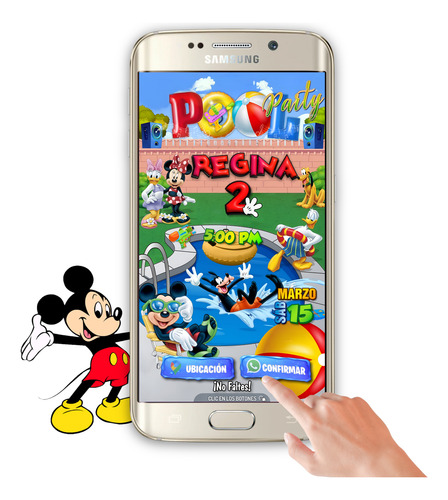 Invitación Interactiva Botones Mickey Mouse Y Minnie Mouse