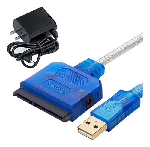 Dtech Cable Delgado Usb A Disco Duro Hdd Ssd 3.5 2.5 Pulgad. Color Azul