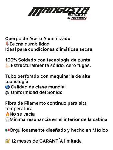Mofle Deportivo Alto Flujo Mangosta Sirrush. R 5 X 13, 2.5