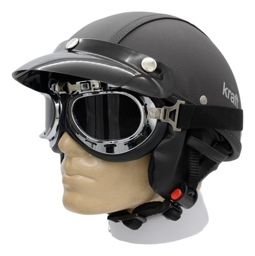 Capacete Coquinho Moto Elétrica Scooter Com Óculos Premium Cor Preto Desenho Óculos Fume Tamanho do capacete PP - VESTE 53/54