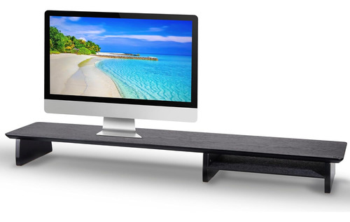 Ive Design Soporte De Monitor De Madera Negro Mate Para Escr