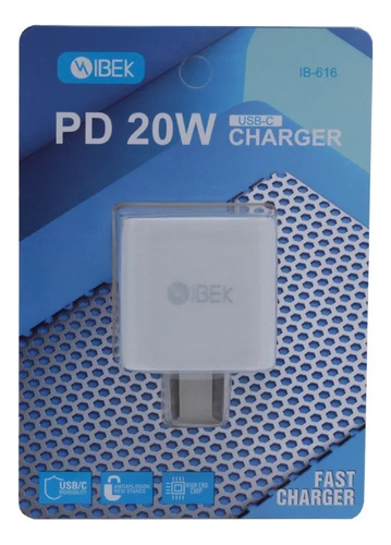 Cargador Ibek De Carga Rápida 20w Tipo C Para iPhone Color Blanco