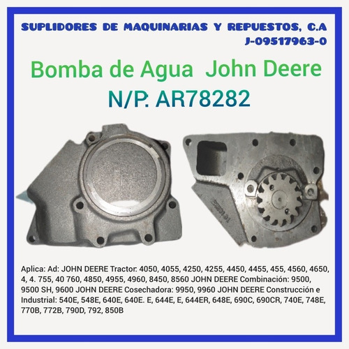 Bomba De Agua N/p: Re55985 Para John Deere 
