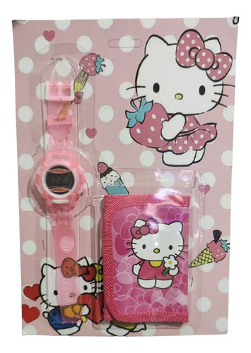 Reloj + Billetera Con Abrojo Personaje Hello Kitty Juguetes