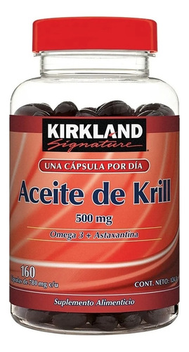 Suplemento En Cápsulas Kirkland Signature Aceite De Krill Alimenticio En Botella 160 Un