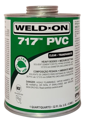 Adesivo Cola Solda Soldagem Para Pvc 717 Pvc Weld-on - 946ml