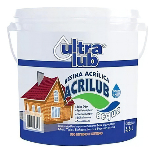 Resina Acrílica Acrilub Impermeabilizante Base De Água 3,6 L Cor Incolor