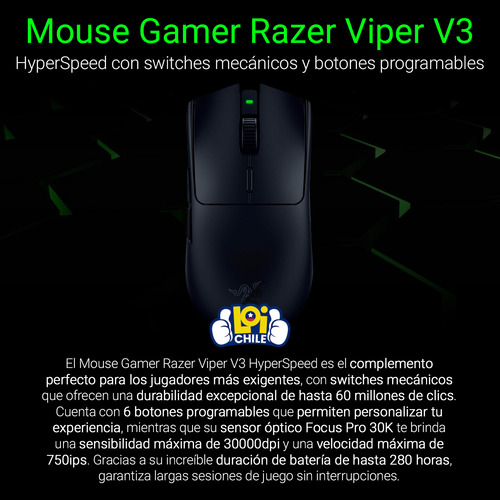 Mouse Gamer Razer Viper V3 Hyperspeed Inalámbrico