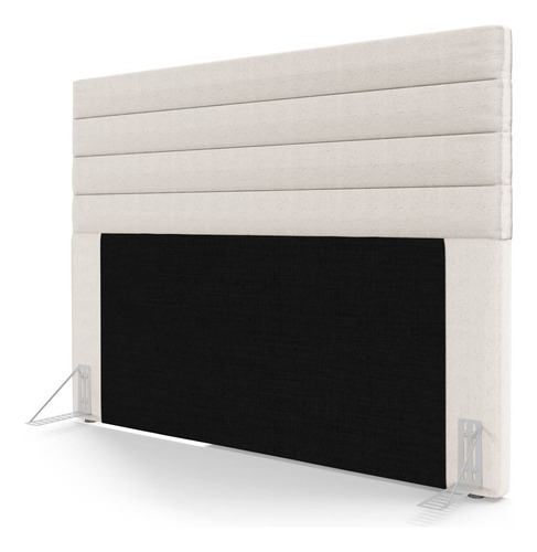 Cabeceira Cama Box Casal Queen 160cm Rubi Linho Cru Cor Creme