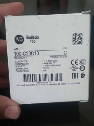 Contactor. 23 Amp.     100-c23d10. Allen Bradley