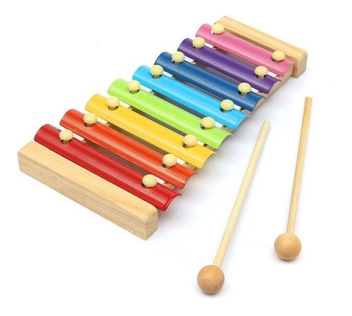 Xilofono Didáctico De Madera 8 Tonos Musical Educativo+2 Maz