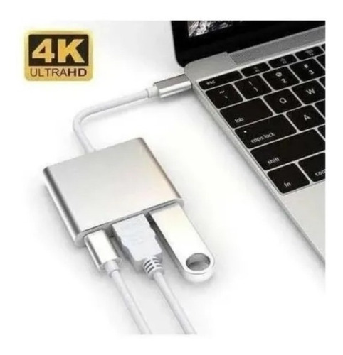 Adaptador Cab Tipo C Para Hdmi 4k Usb 3.0 Hub Macbook Air P 