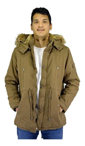 Campera Parka Hombre Gabardina Importada Piel Beige