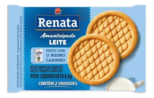 Biscoito Amanteigado Leite Sachê Renata Pacote C/70 Sachês
