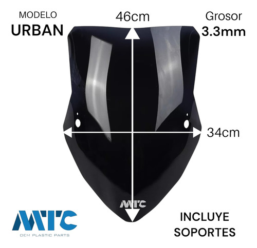 Parabrisas Urban P/ Vento Workman 250 Humo Mtc
