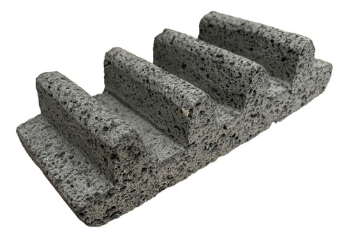 Porta Tacos De Piedra Volcánica Color Gris Rectangular