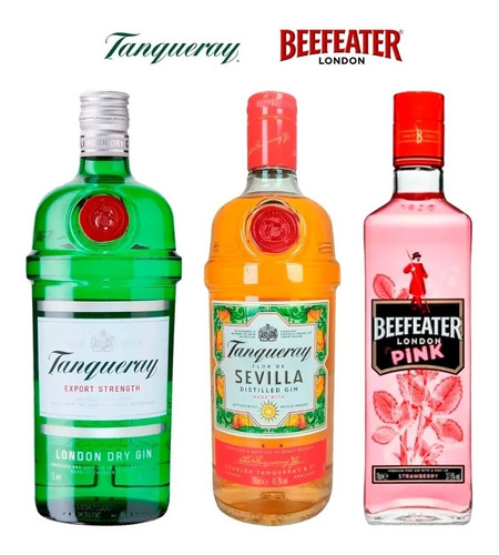 Gin Tanqueray 750ml + Flor De Sevilla 700ml + Beefeater Pink