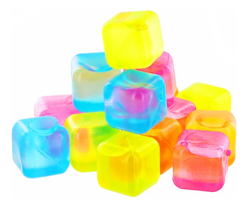 Cubos Plásticos Hielo Reutilizables Colores 12 Piezas 