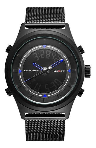 Relógio Masculino Weide Anadigi Wh7305b - Preto E Azul