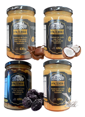 Kit 4 Doces De Leite Diet Coco Chocolate Ameixa E Puro 420g