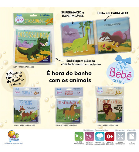 Tchibum – Um livro de banho! Dinossauros, de © Todolivro Ltda.. Editorial Todolivro Distribuidora Ltda. em português, 2021