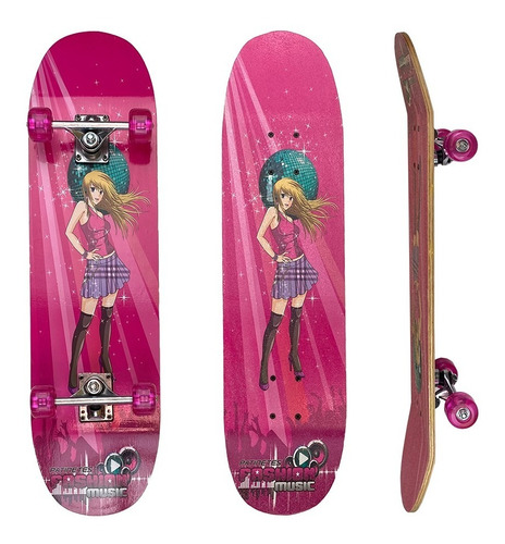 Skate Feminino Skateboard Iniciante Completo Rosa | Frete grátis