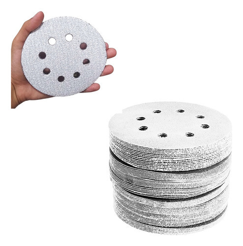 Kit 100 Disco De Lixa Velcro Branco 125mm Grão 180 A 1000