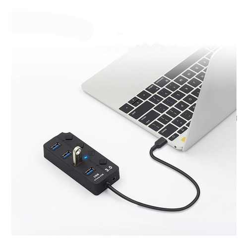 Hub 4 Puertos Independientes Usb 3.0 Luz Led 5gbps Cabl 30cm