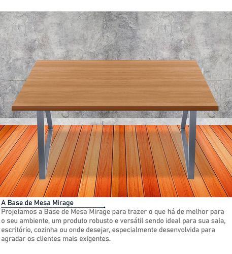 Base Pé Mesa Jantar Mirage P/ Tampo Madeira 180 X 90 Prata
